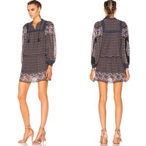 Ulla Johnson Blue and Black Patterned Mini Dress